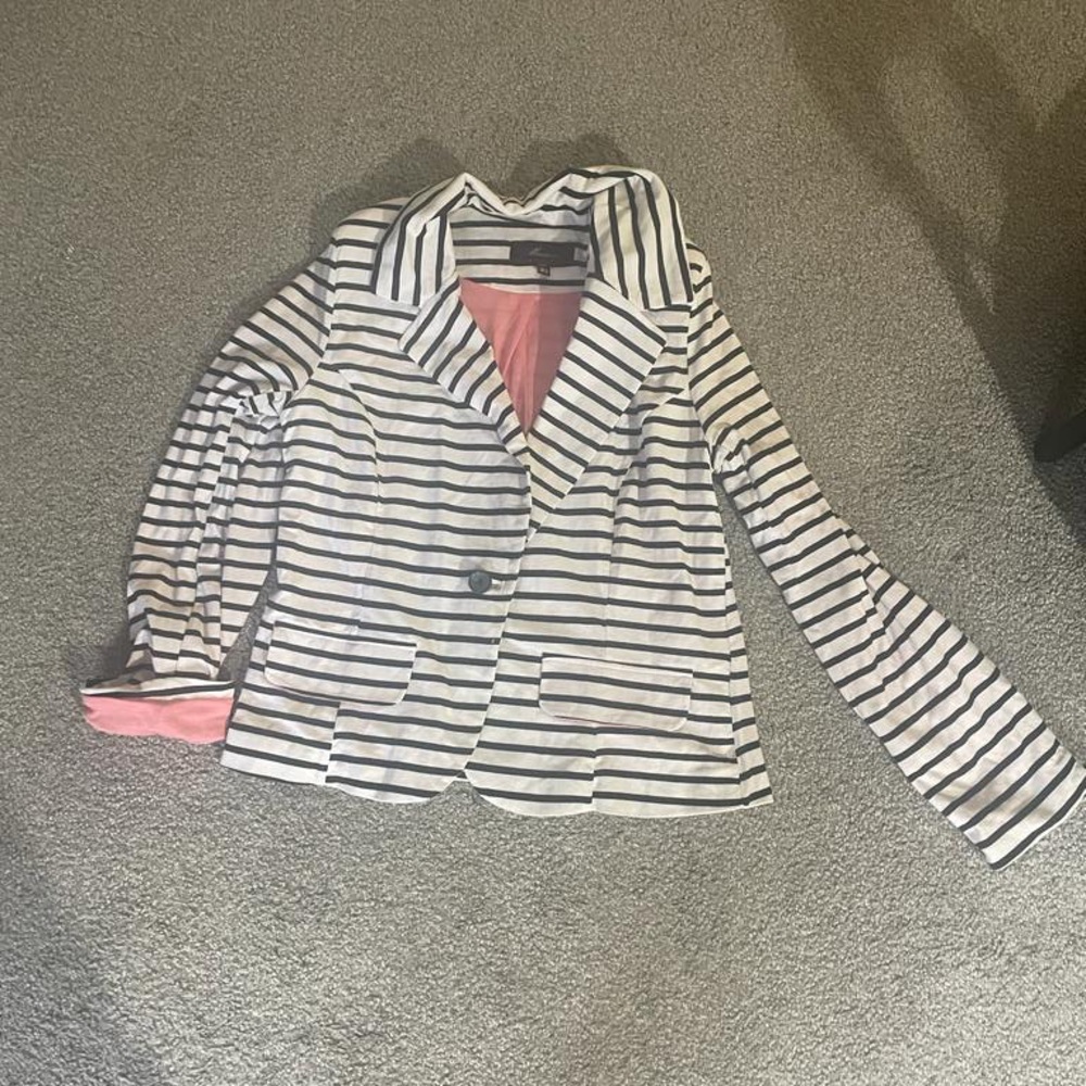Black and white striped blazer size large